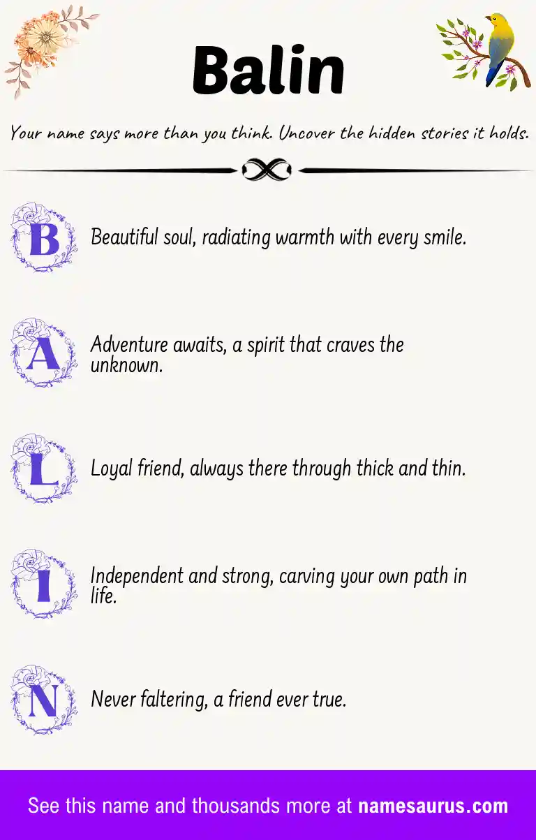 Acrostic poem about Balin.