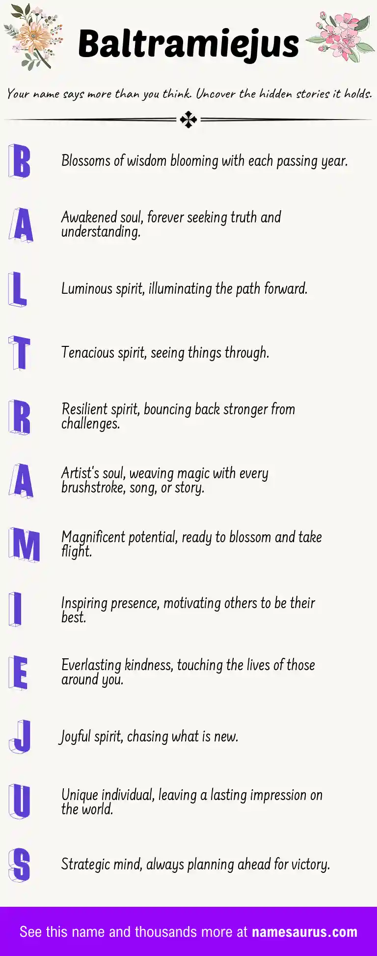 Acrostic poem about Baltramiejus.