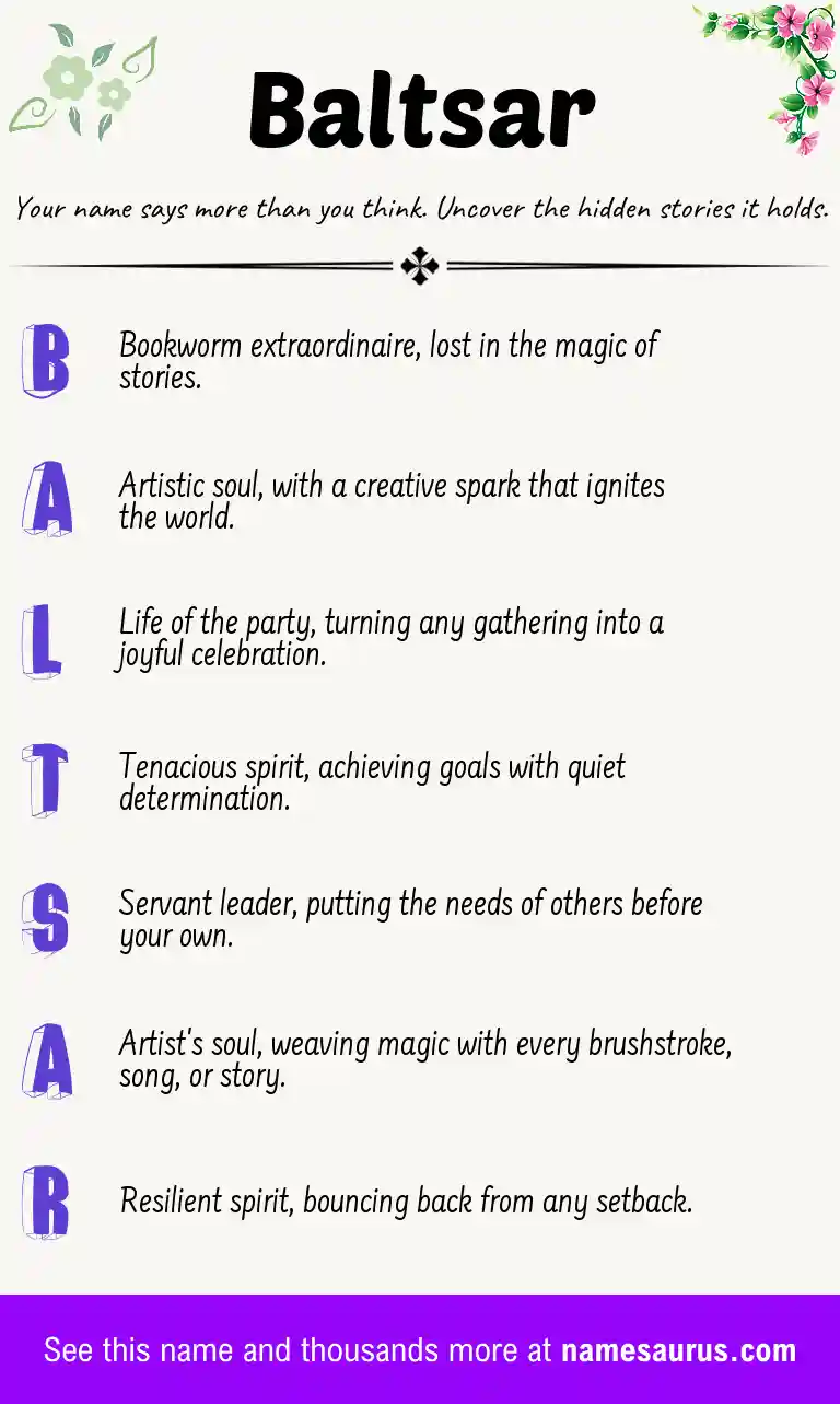 Acrostic poem about Baltsar.