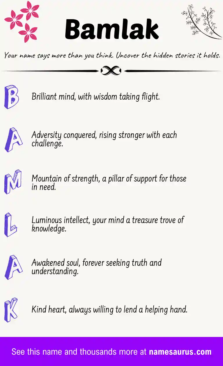 Acrostic poem about Bamlak.