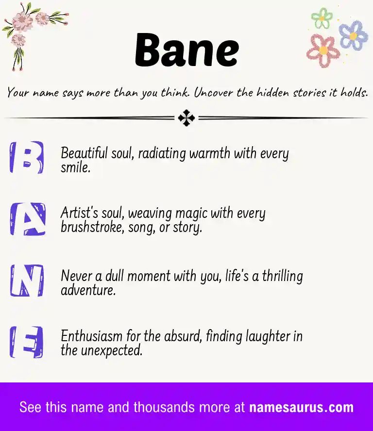 Acrostic poem about Bane.