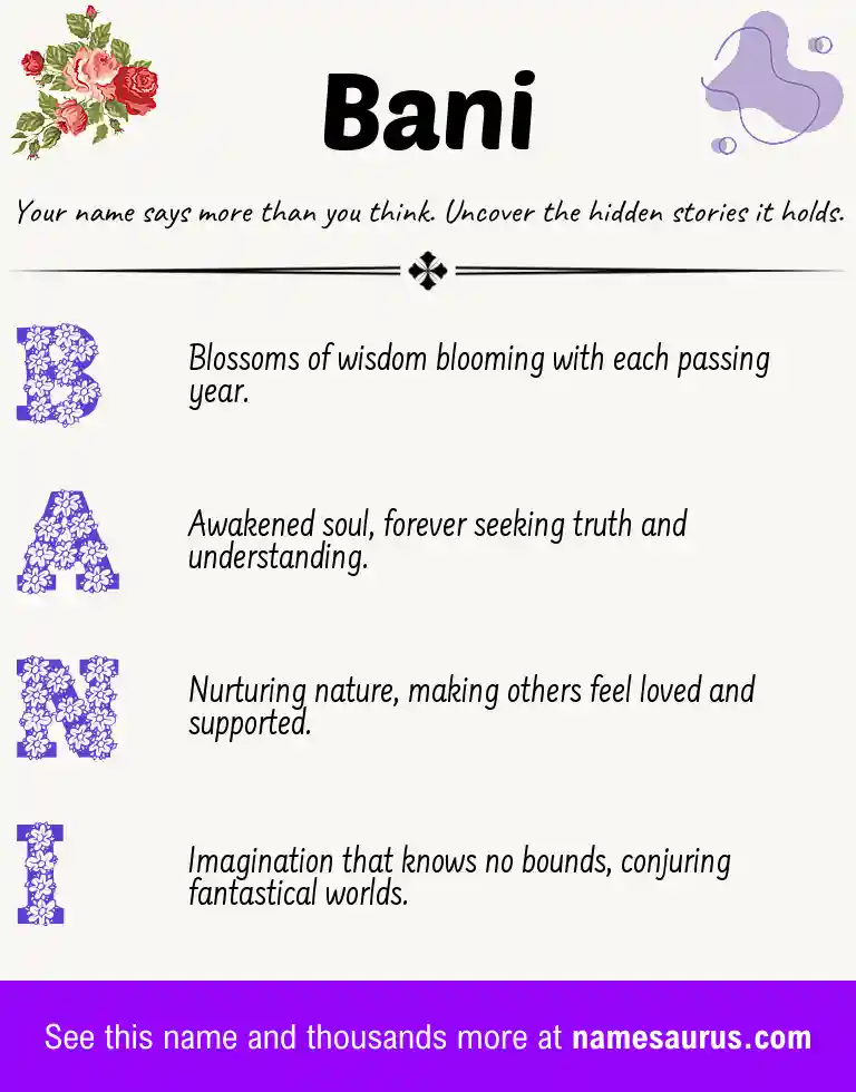 Acrostic poem about Bani.