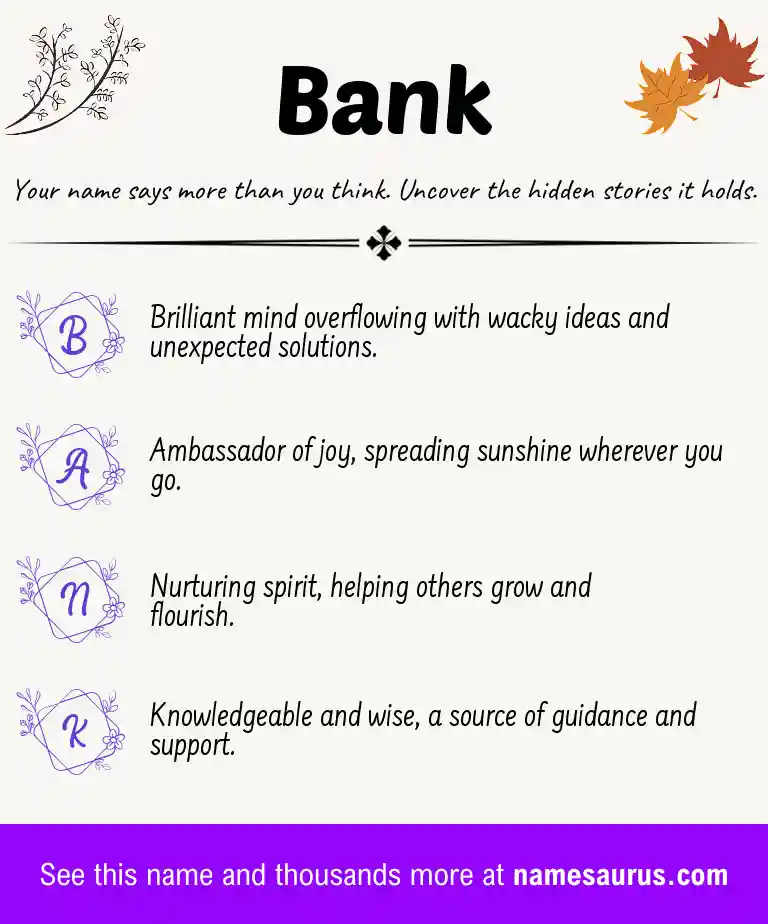 Acrostic poem about Bank.