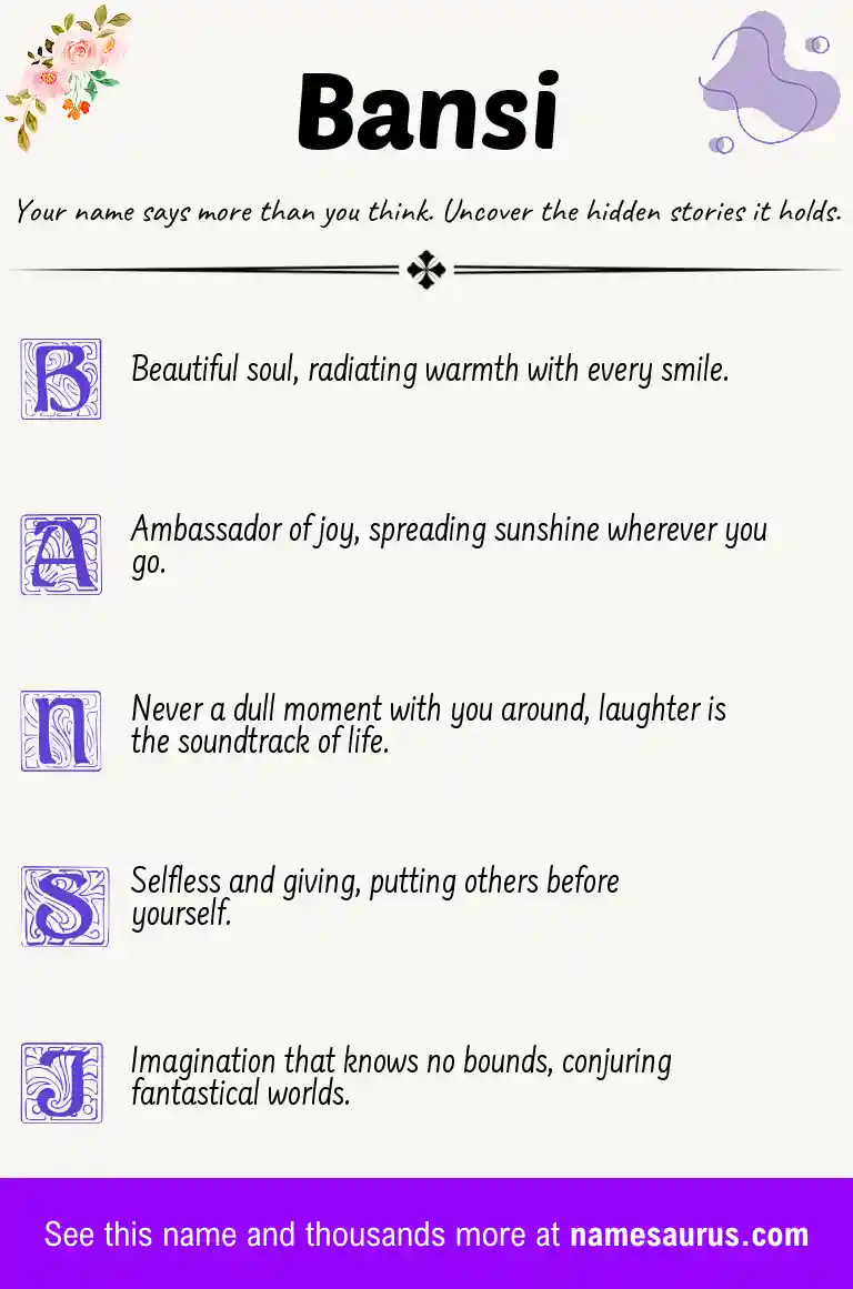 Acrostic poem about Bansi.