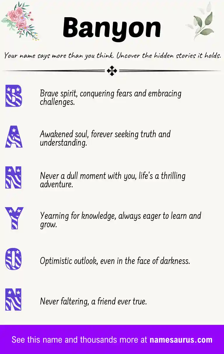 Acrostic poem about Banyon.