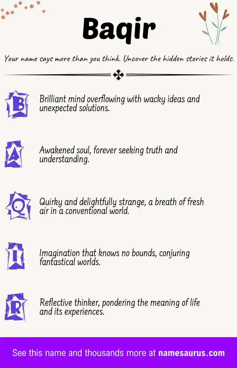 Acrostic poem about Baqir.