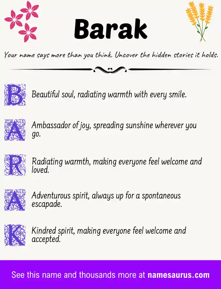 Acrostic poem about Barak.