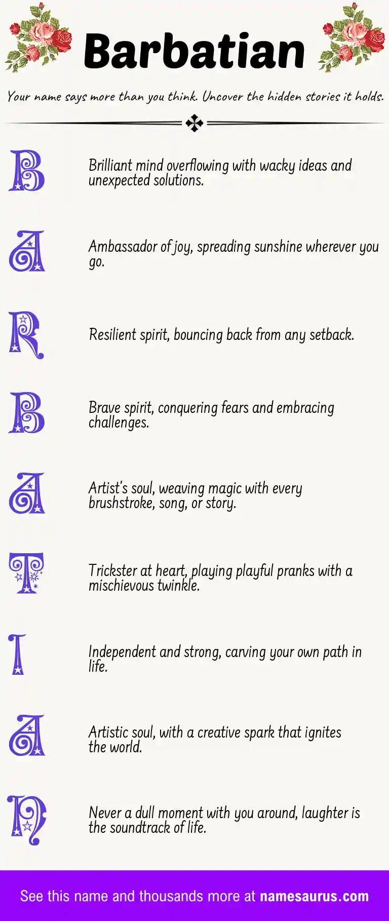 Acrostic poem about Barbatian.