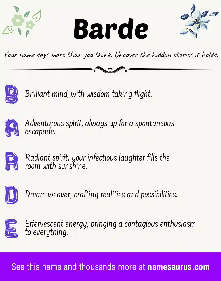 Acrostic poem about Barde.