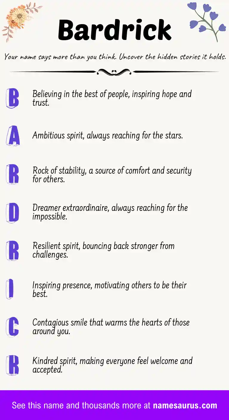 Acrostic poem about Bardrick.