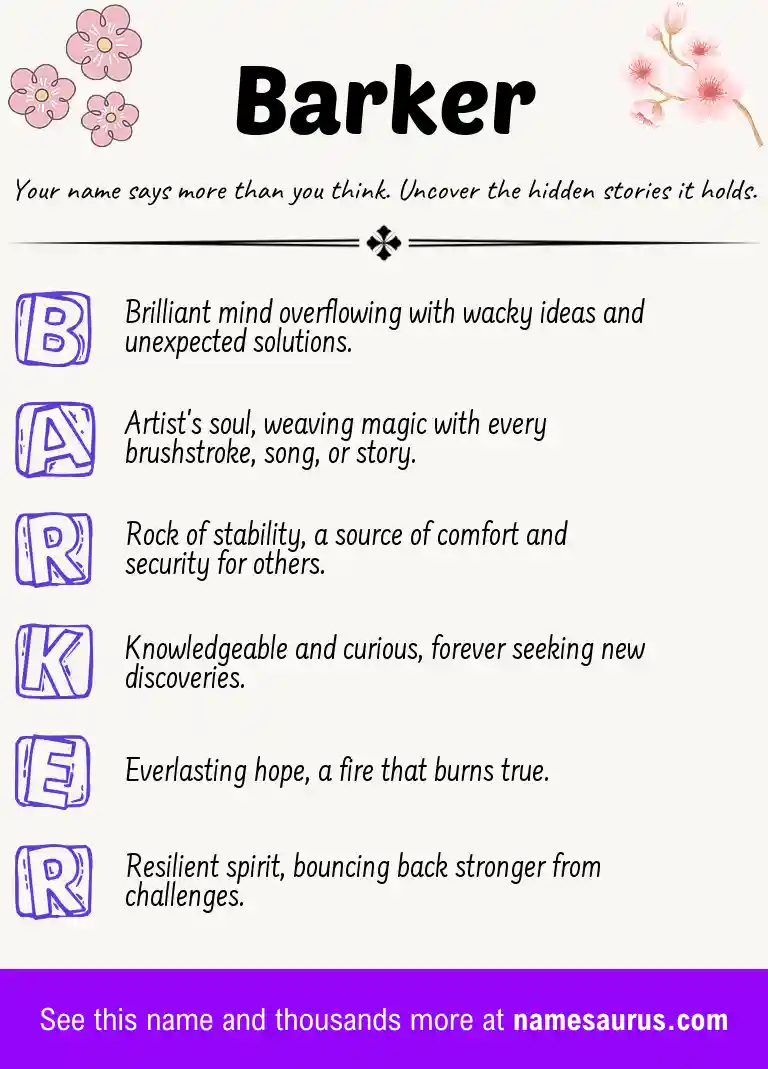 Acrostic poem about Barker.