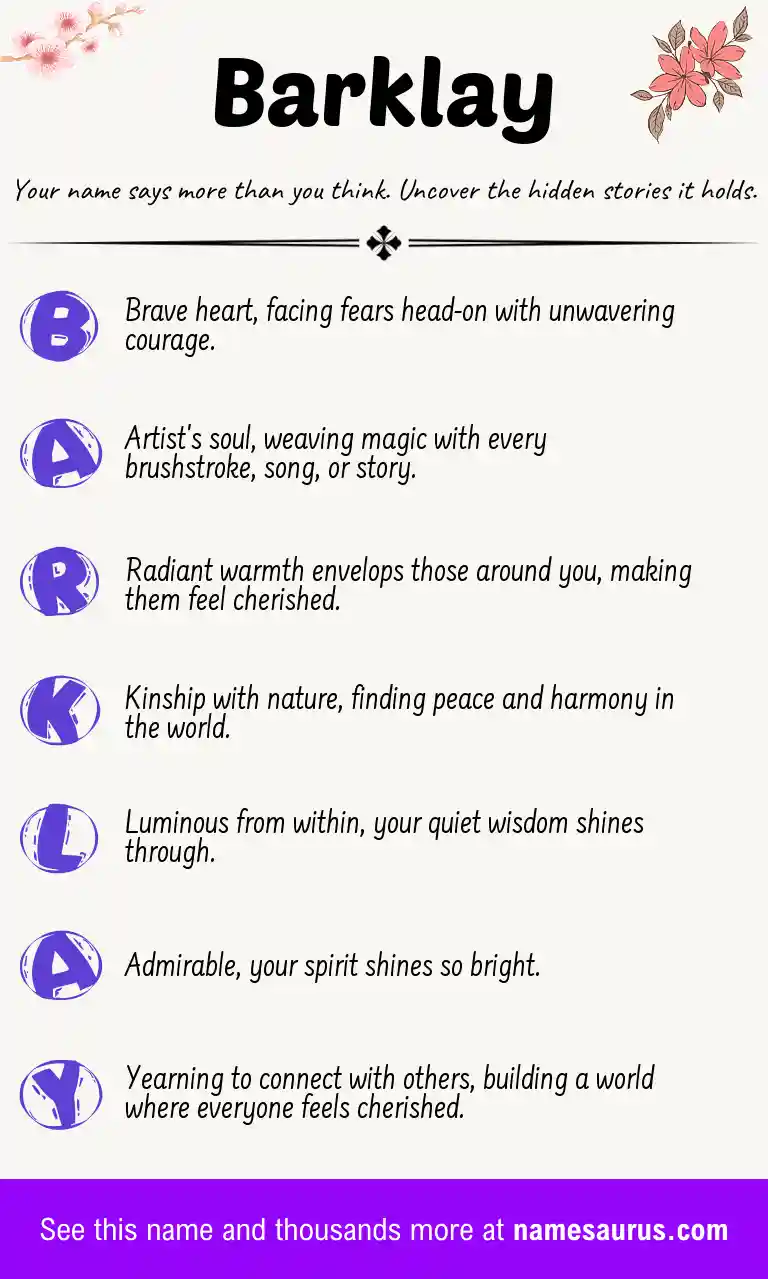 Acrostic poem about Barklay.