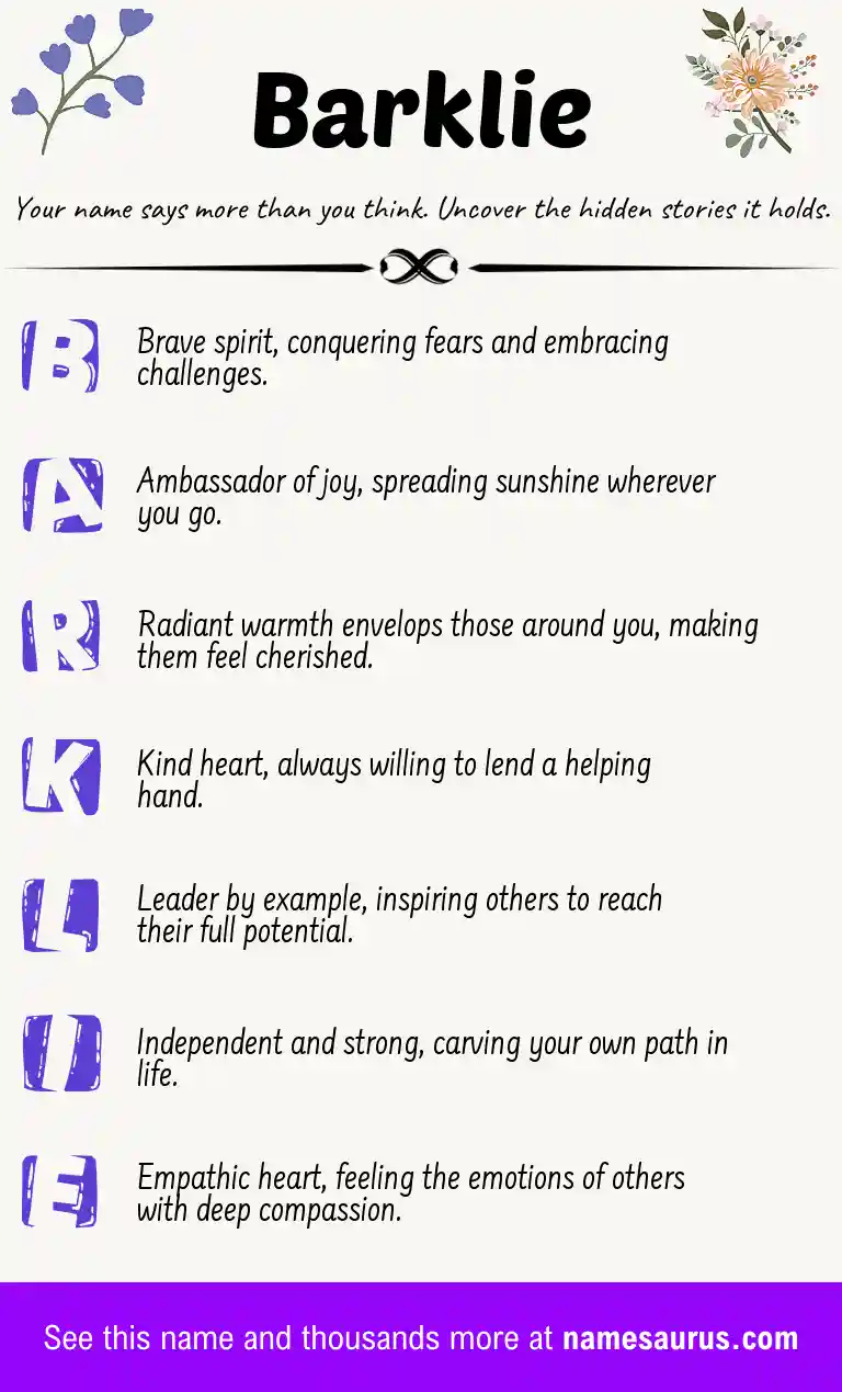 Acrostic poem about Barklie.