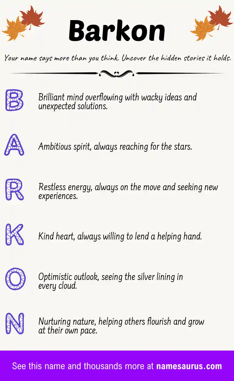 Acrostic poem about Barkon.