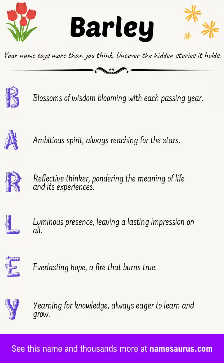 Acrostic poem about Barley.