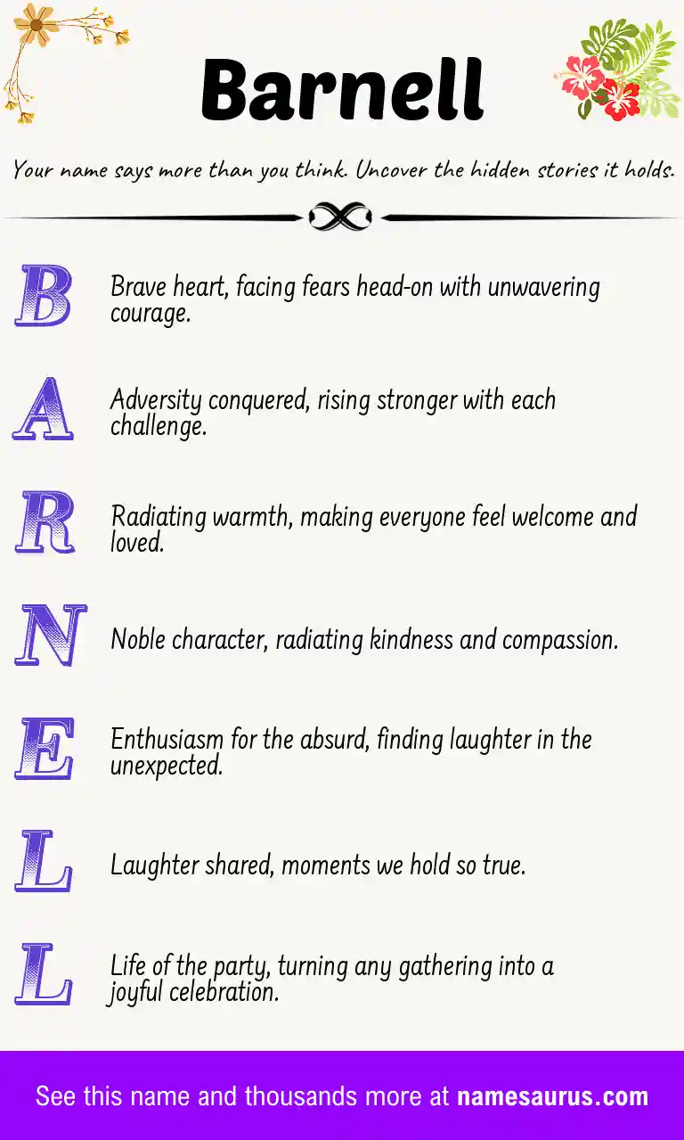 Acrostic poem about Barnell.