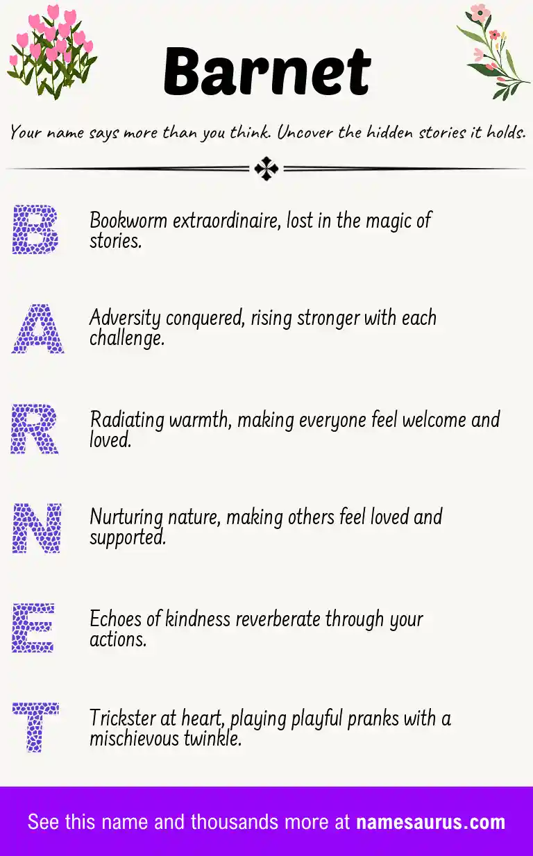 Acrostic poem about Barnet.