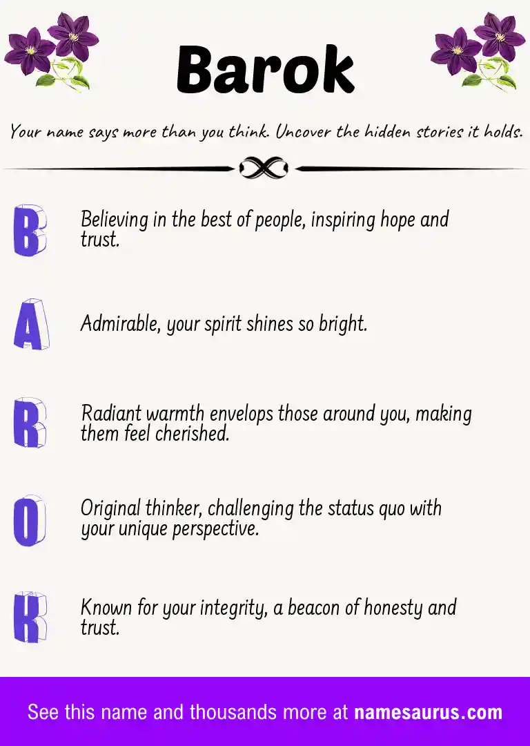 Acrostic poem about Barok.
