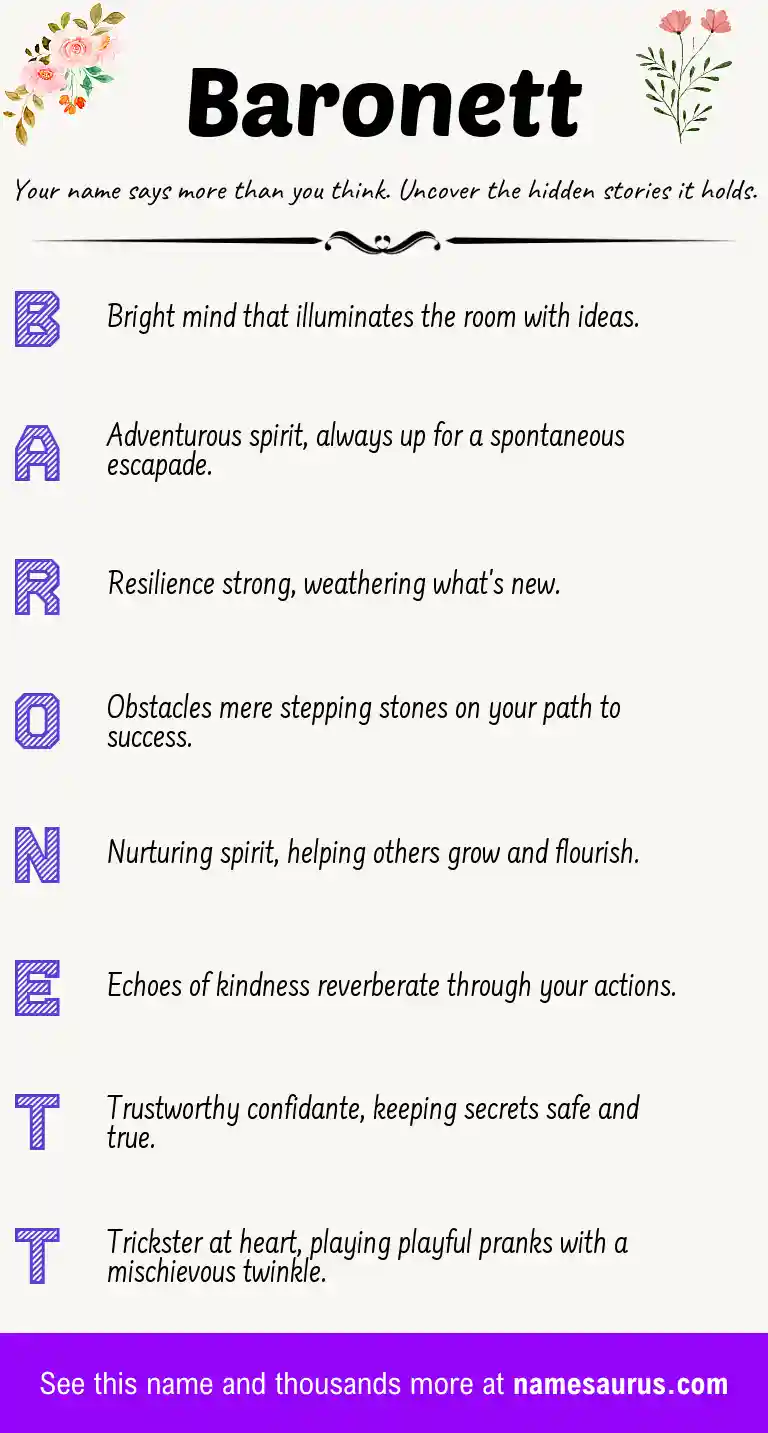 Acrostic poem about Baronett.