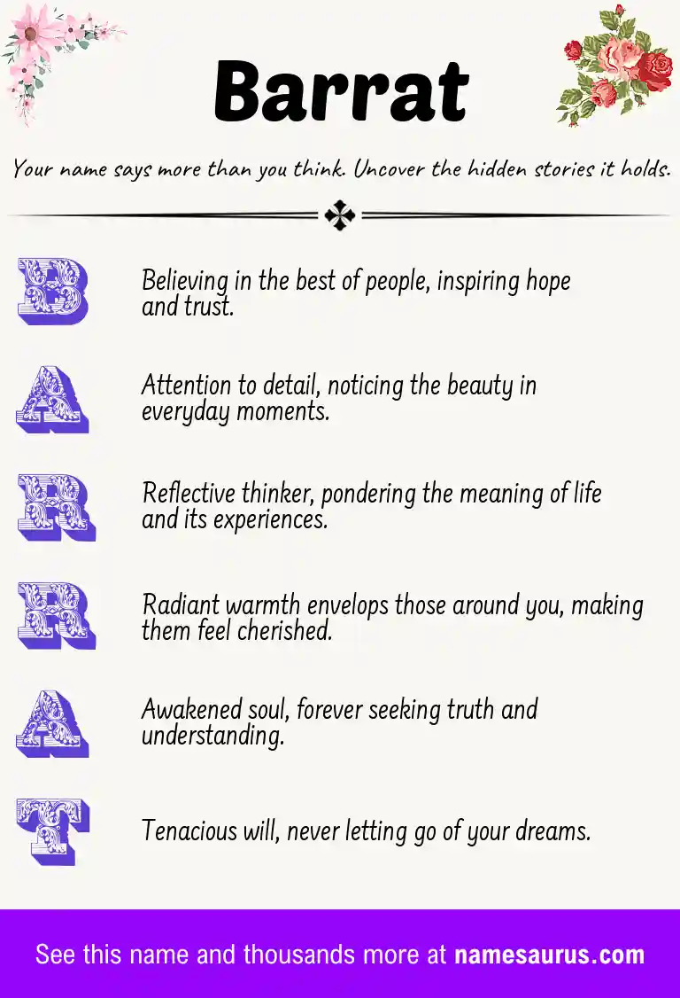 Acrostic poem about Barrat.