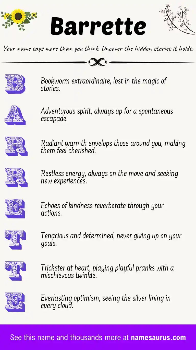 Acrostic poem about Barrette.