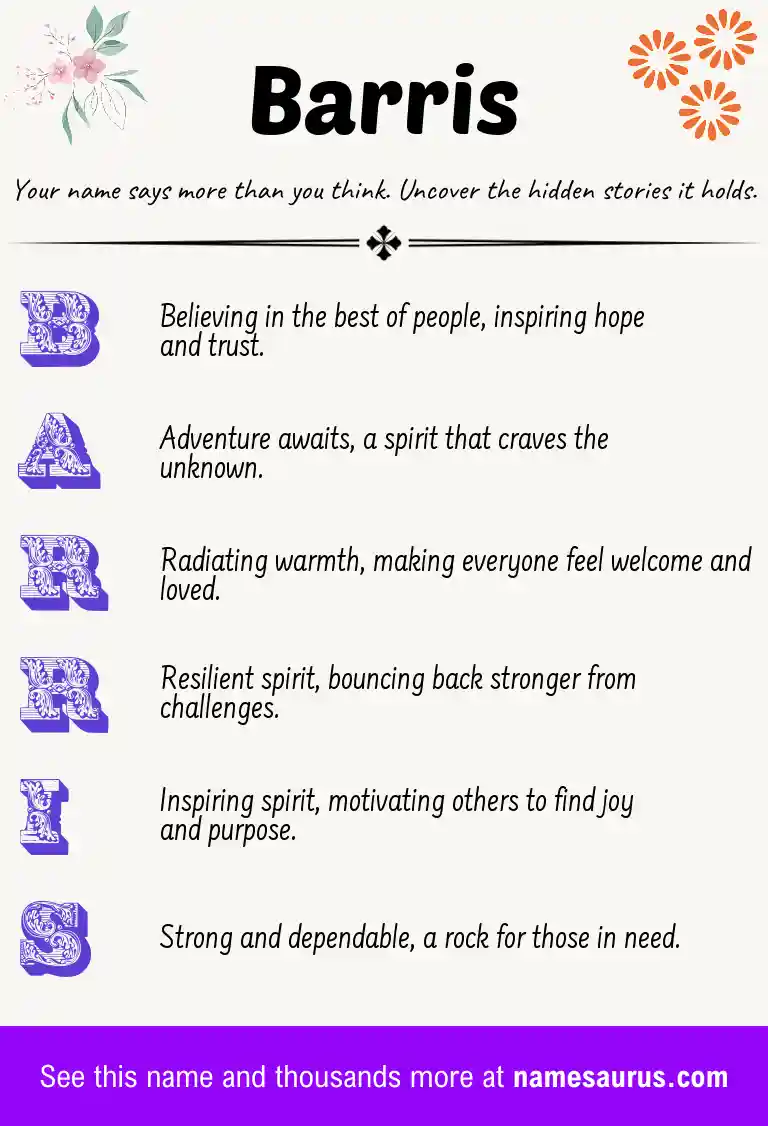 Acrostic poem about Barris.