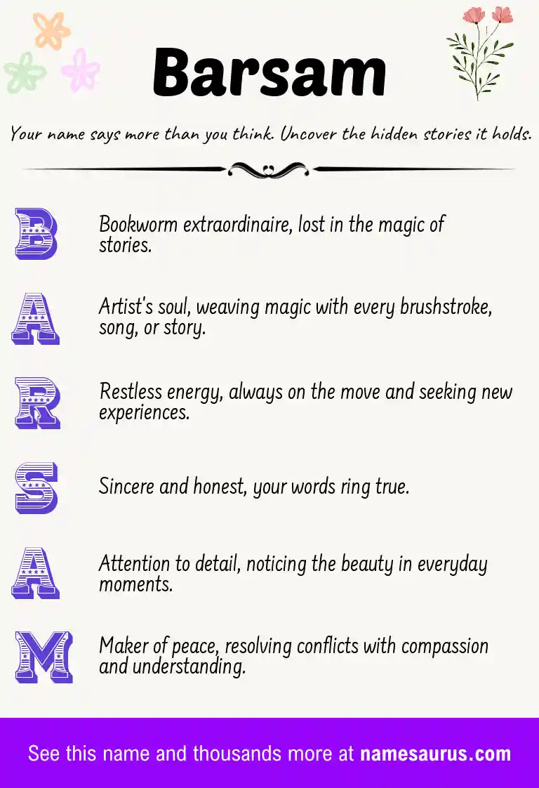 Acrostic poem about Barsam.