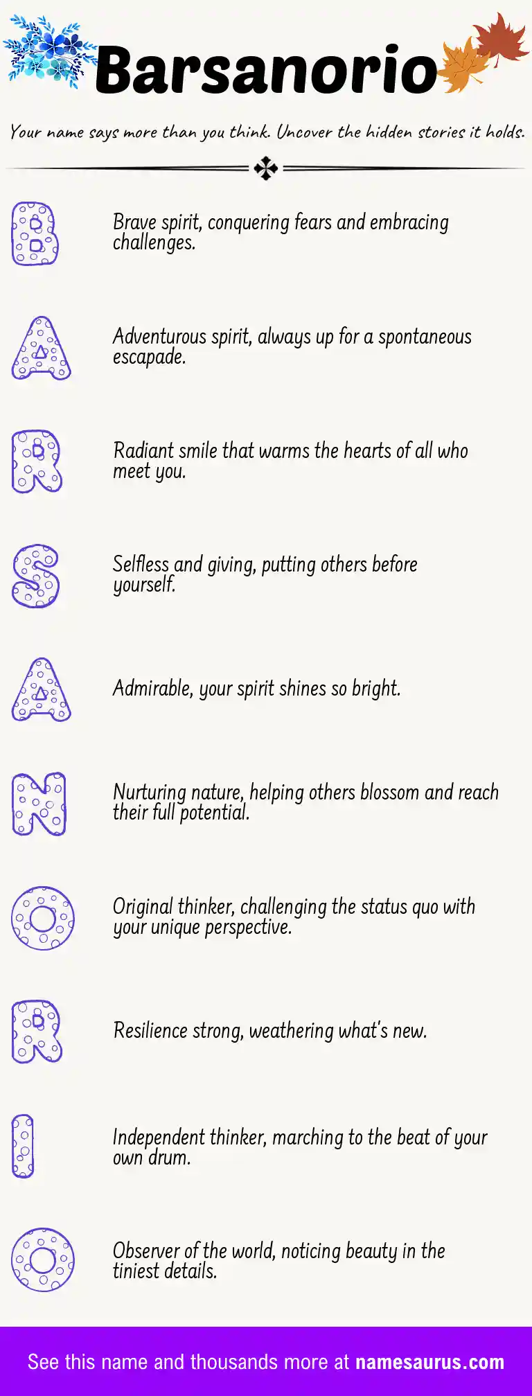 Acrostic poem about Barsanorio.