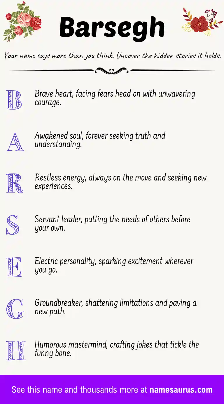 Acrostic poem about Barsegh.