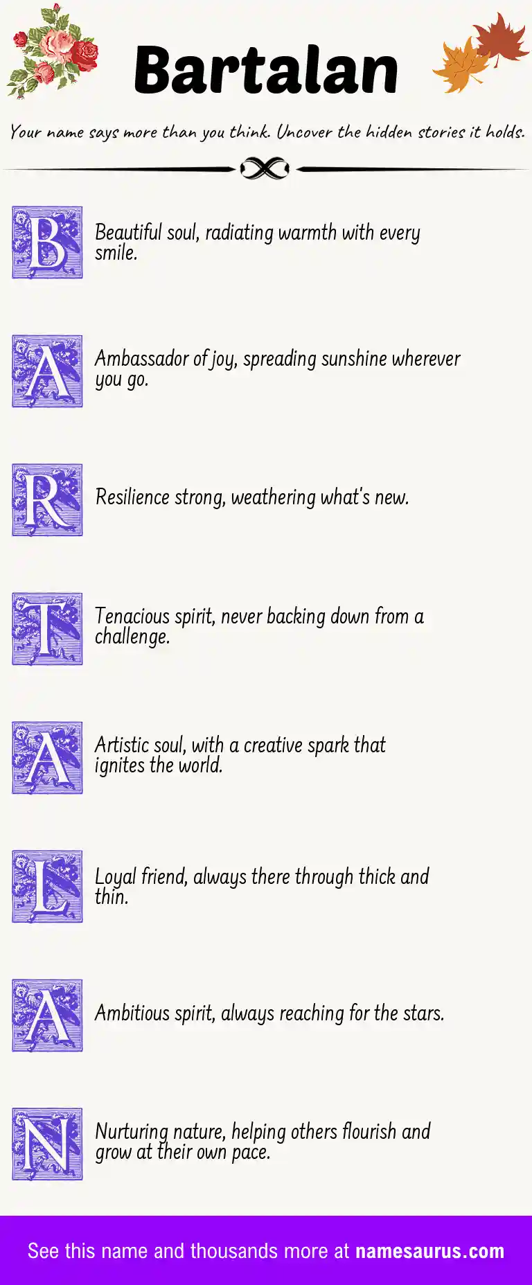 Acrostic poem about Bartalan.