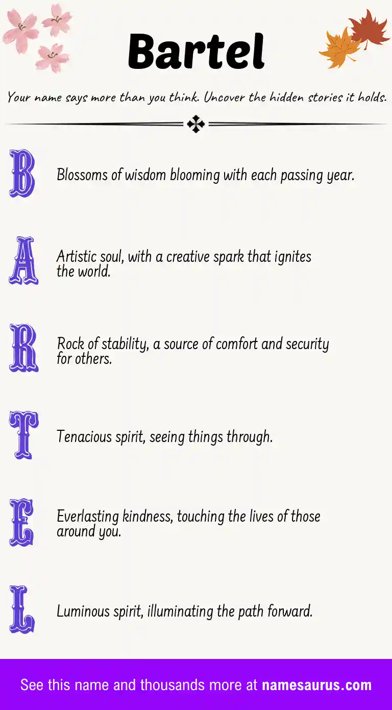 Acrostic poem about Bartel.