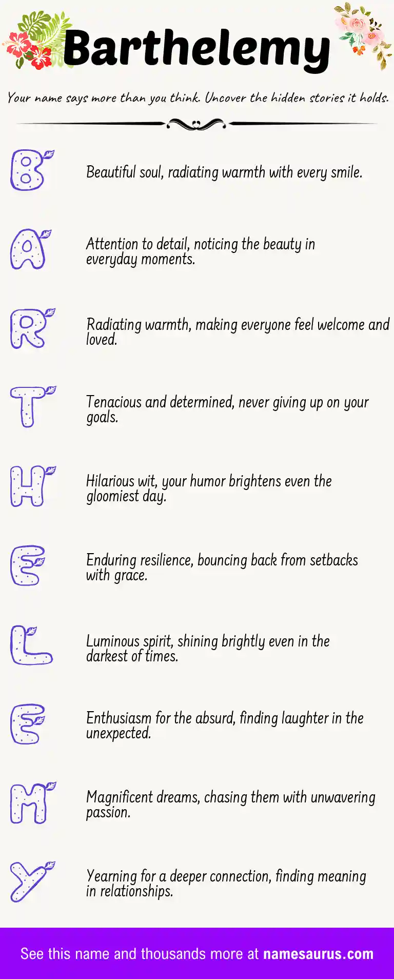 Acrostic poem about Barthelemy.