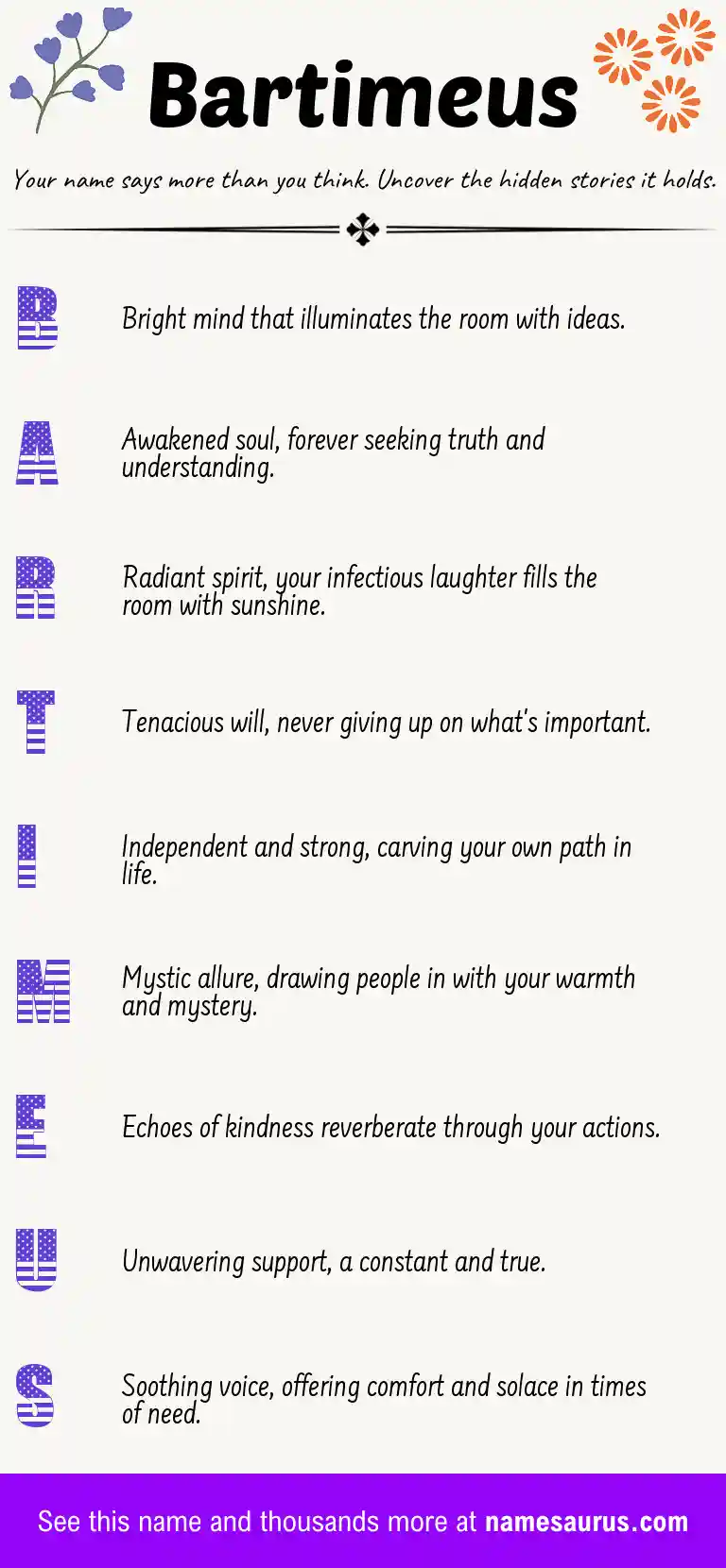 Acrostic poem about Bartimeus.