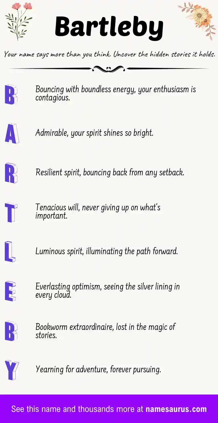 Acrostic poem about Bartleby.