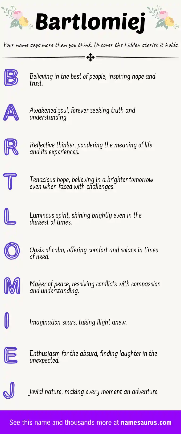 Acrostic poem about Bartlomiej.