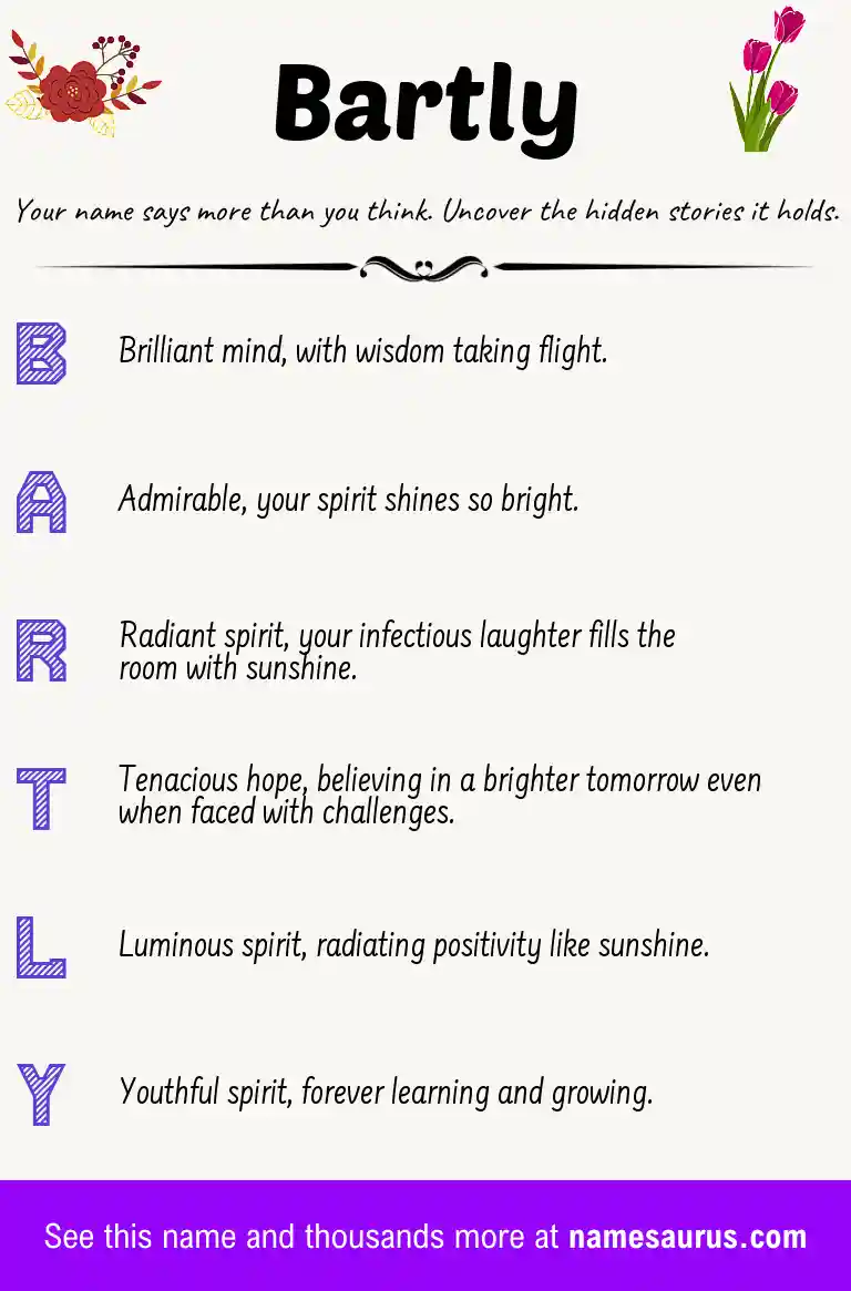 Acrostic poem about Bartly.