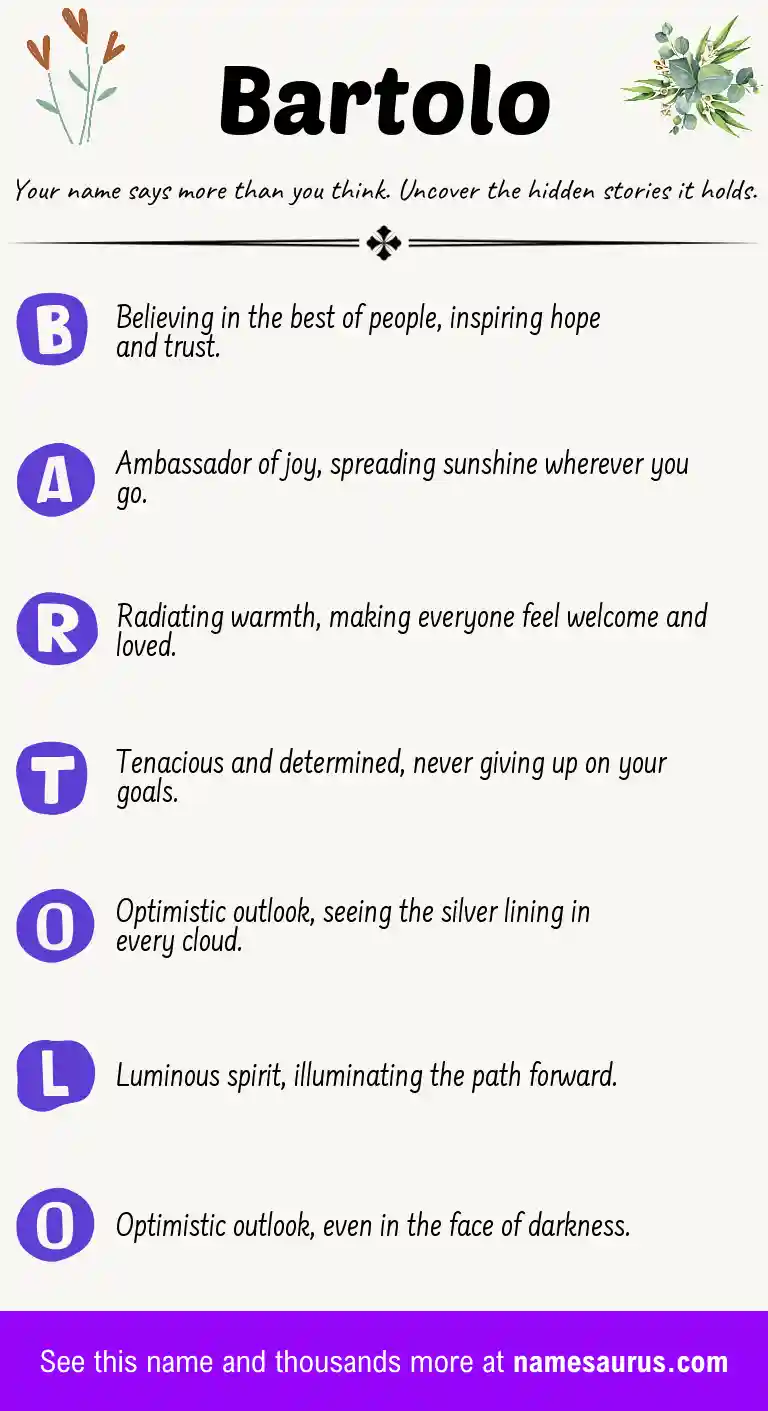 Acrostic poem about Bartolo.