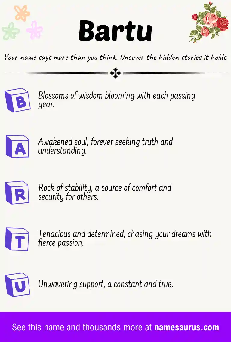 Acrostic poem about Bartu.