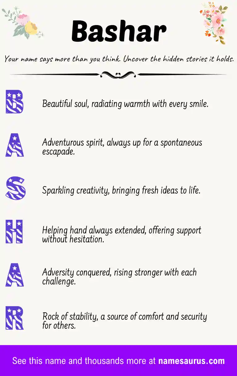 Acrostic poem about Bashar.