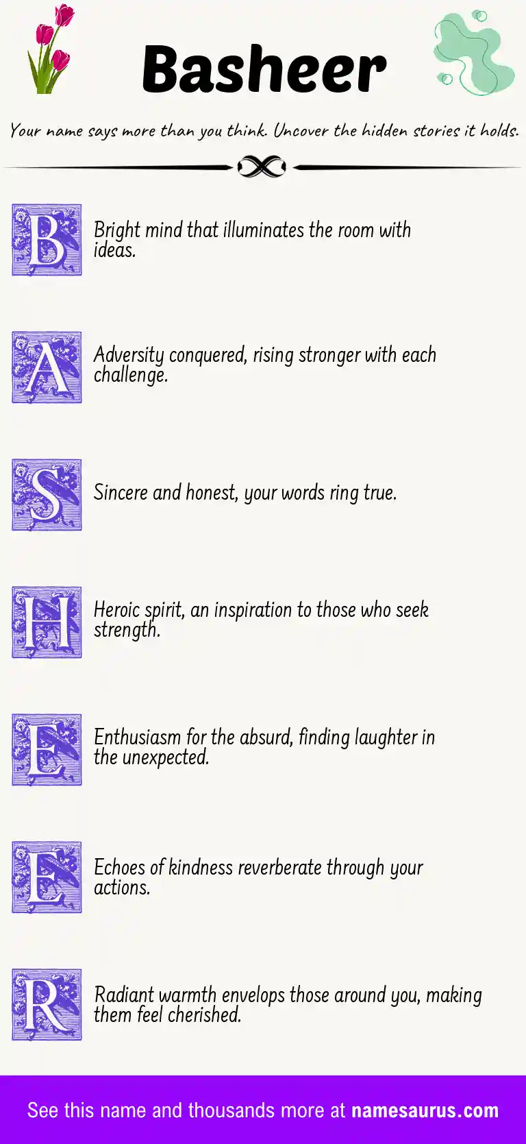 Acrostic poem about Basheer.