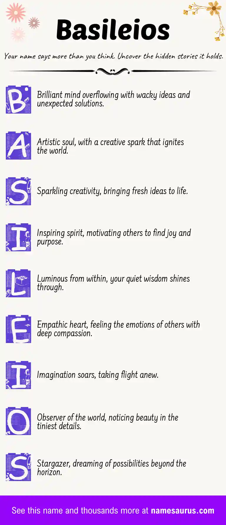 Acrostic poem about Basileios.