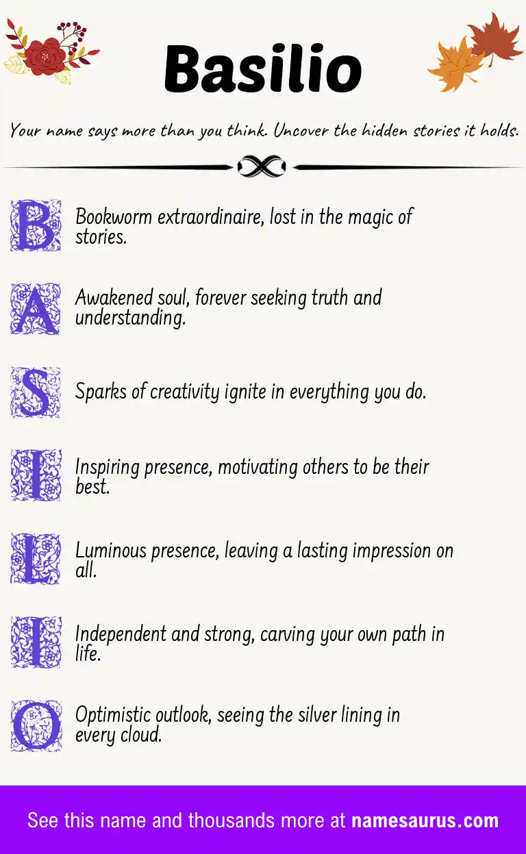 Acrostic poem about Basilio.