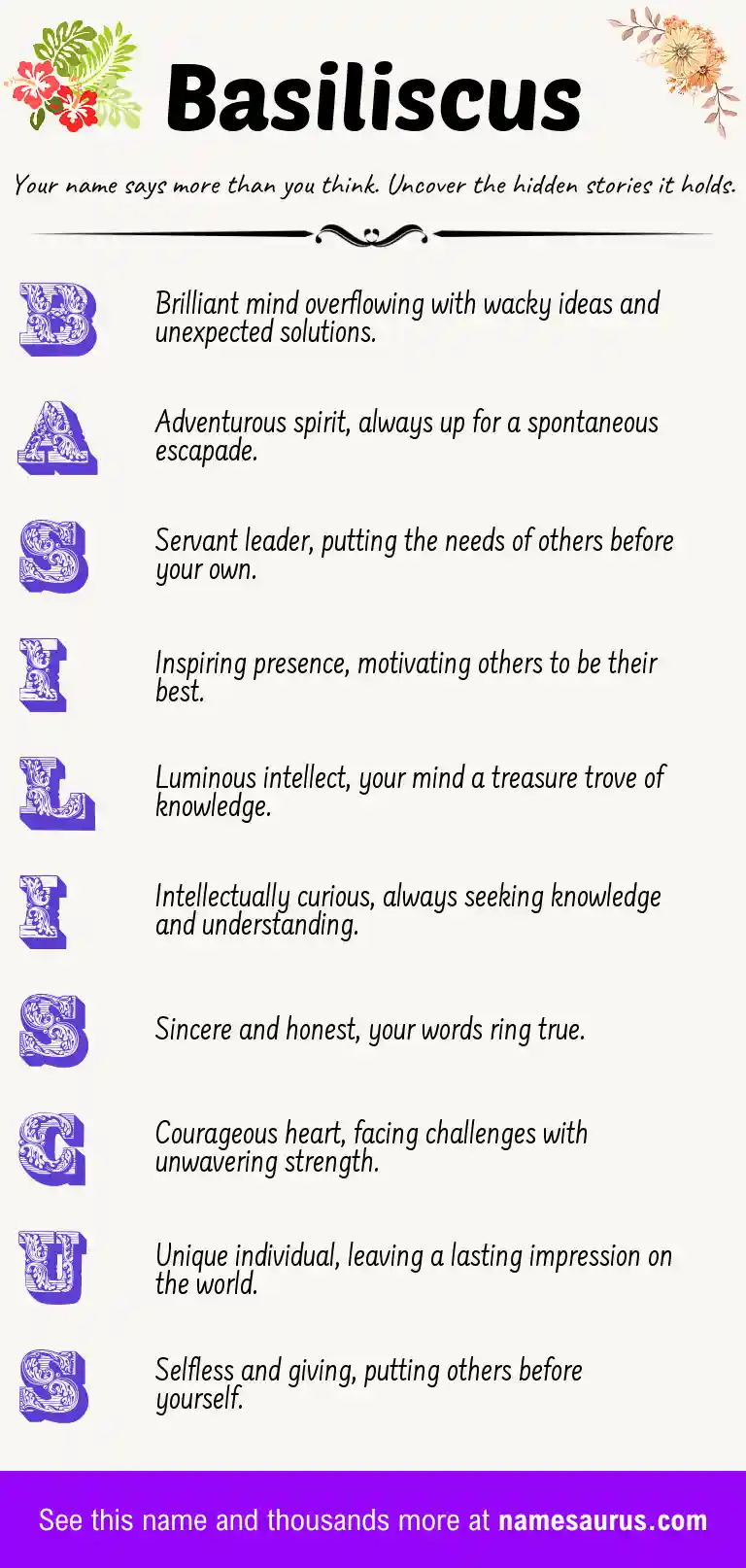 Acrostic poem about Basiliscus.