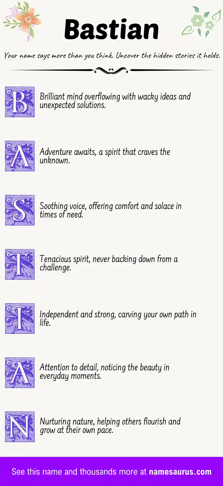 Acrostic poem about Bastian.