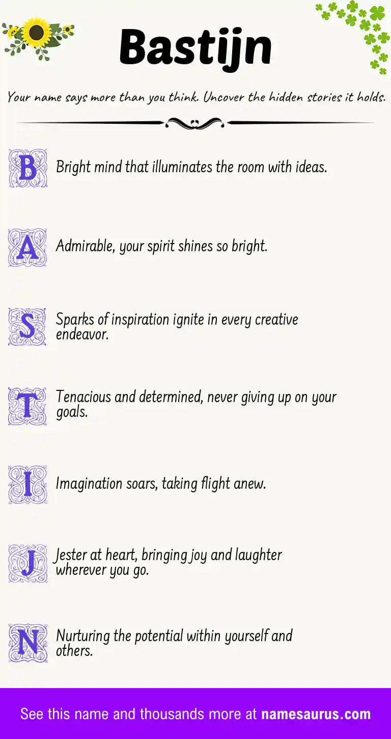 Acrostic poem about Bastijn.