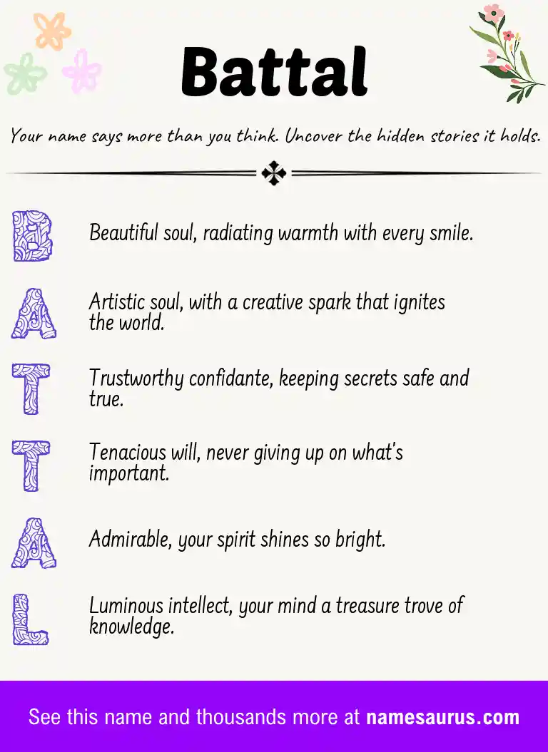 Acrostic poem about Battal.