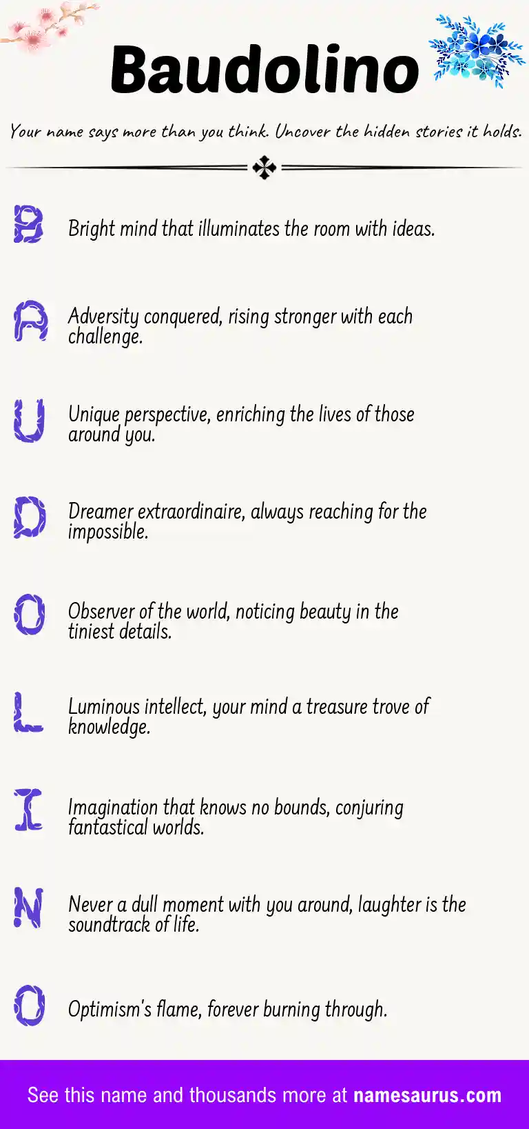 Acrostic poem about Baudolino.