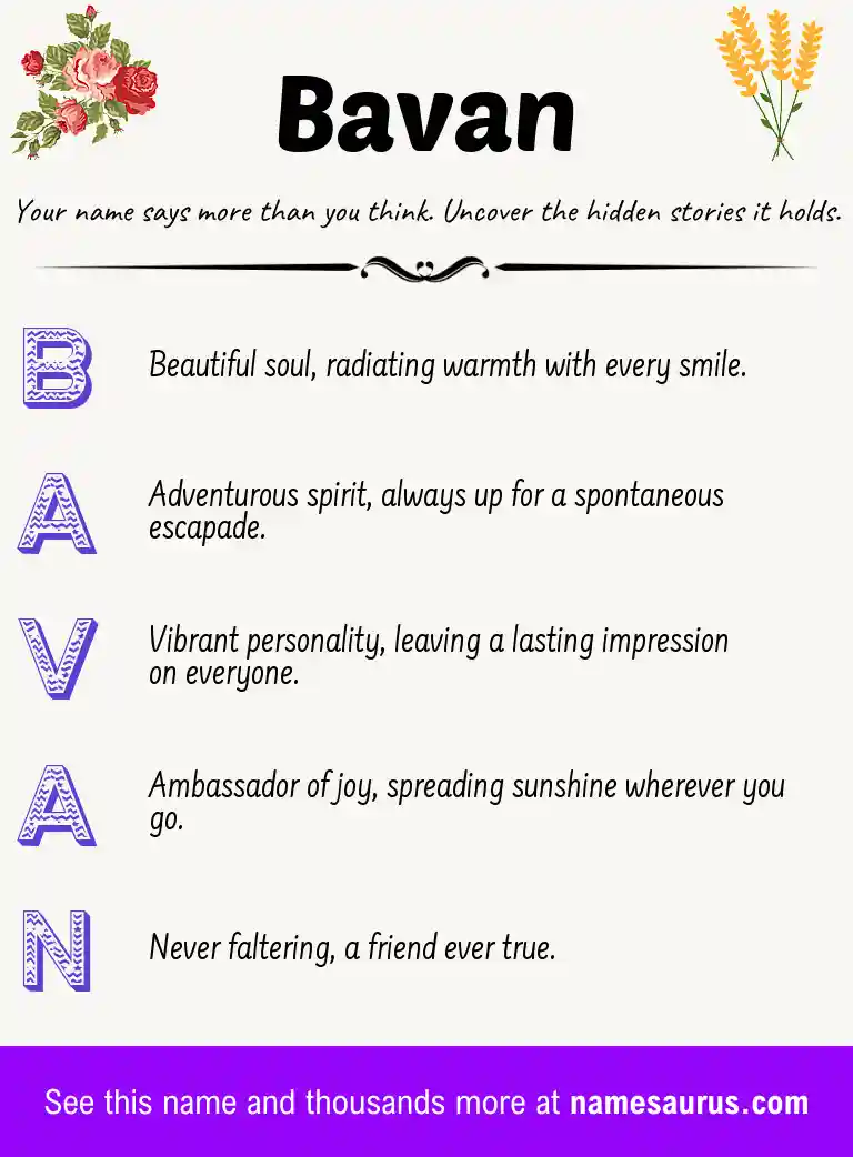 Acrostic poem about Bavan.