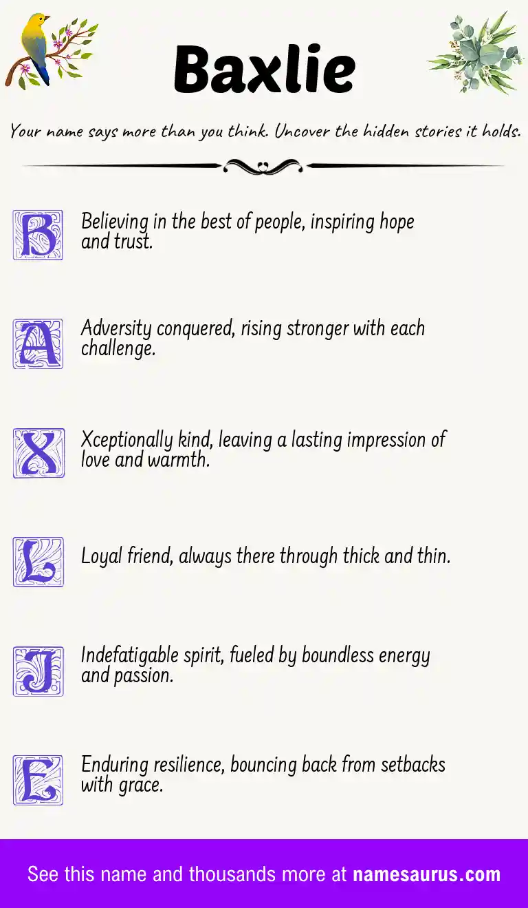 Acrostic poem about Baxlie.