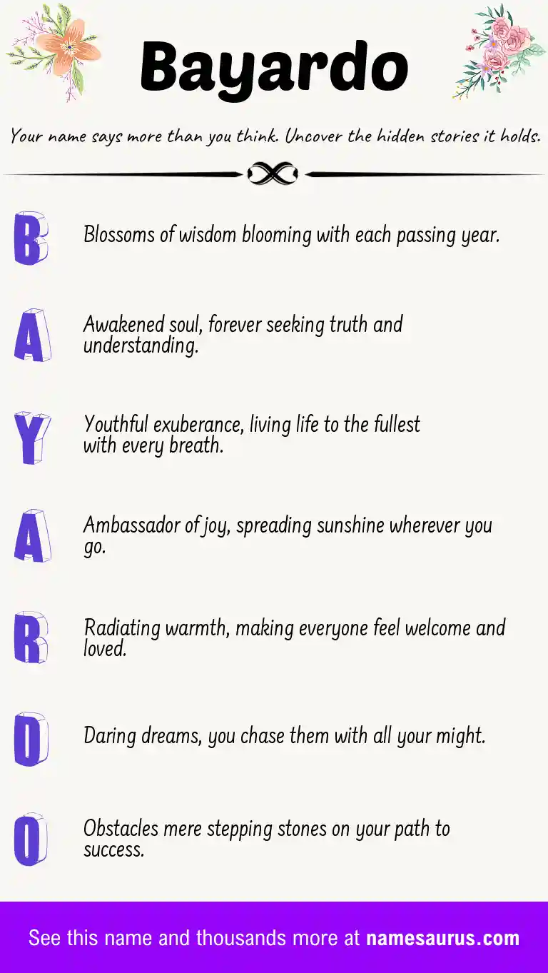 Acrostic poem about Bayardo.
